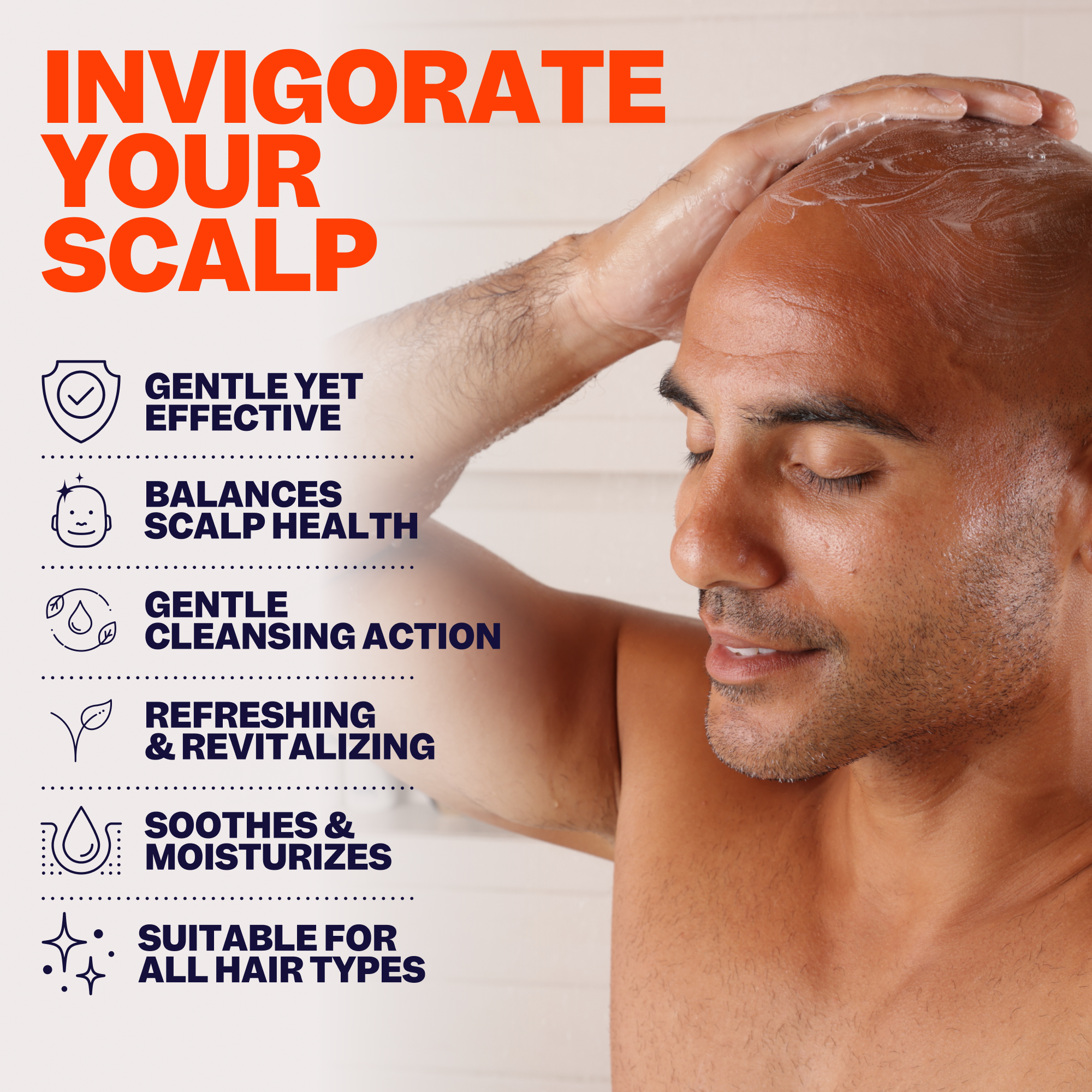 A person using Freebirds Detoxifying Bald Head Cleanser, highlighting its purifying benefits for optimal scalp care.