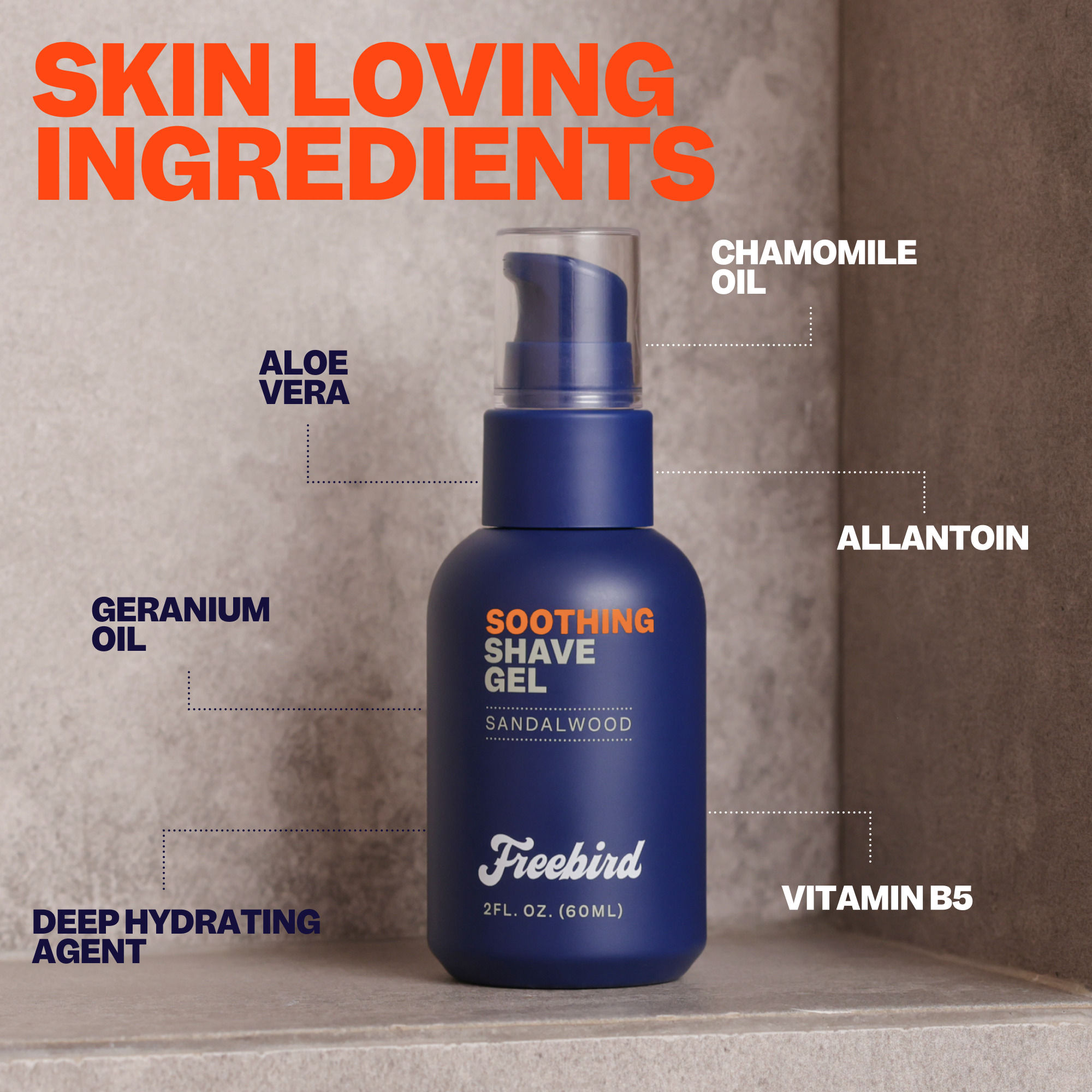Enjoy a calming shave with Freebird's Soothing Shave Gel, designed for ultimate comfort. Enriched with Chamomile Oil, Aloe Vera, Allantoin, Geranium Oil, and Vitamin B5, it guarantees a smooth glide every time.
