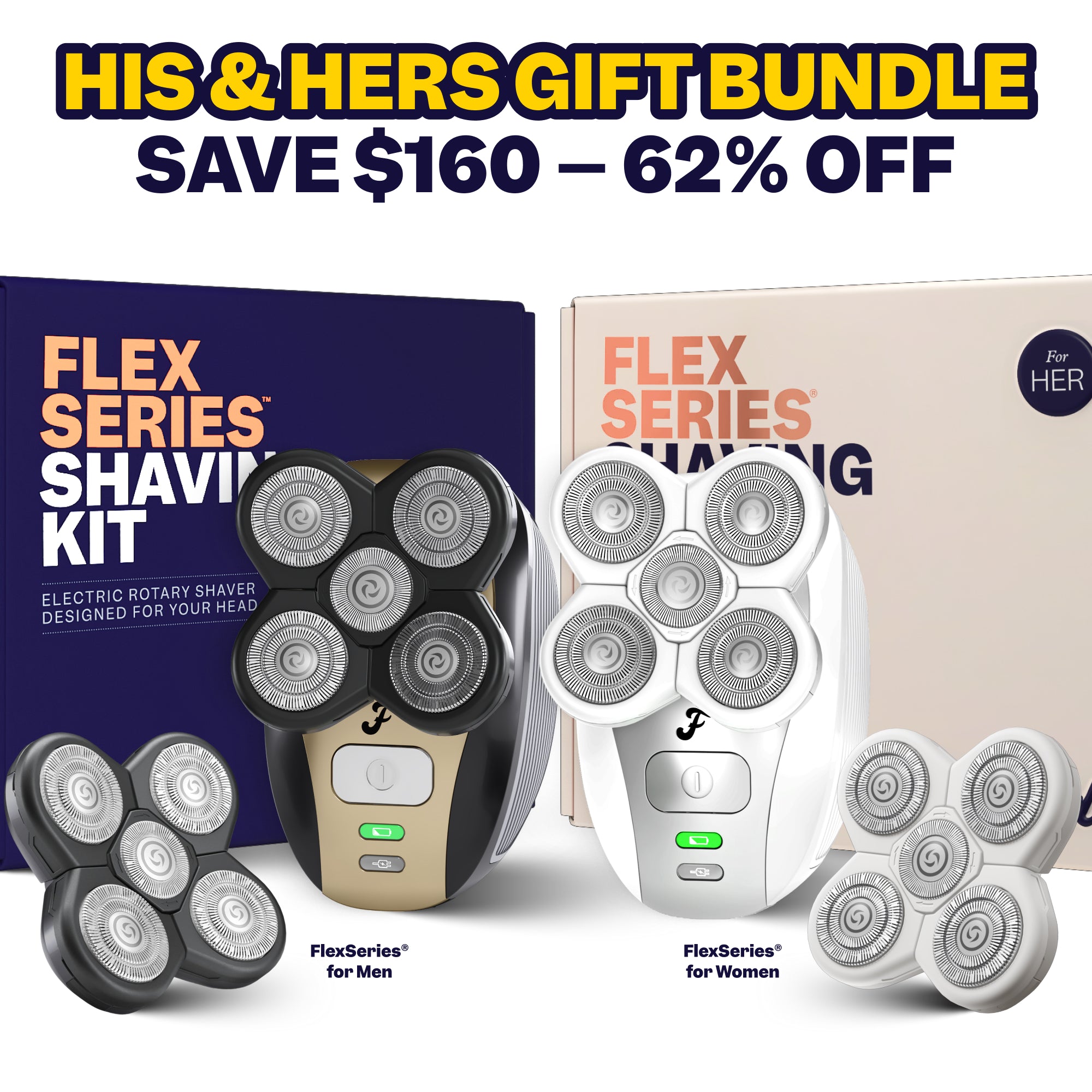 Freebird® His & Hers Bundle: FlexSeries shavers for all skin/hair types, ScalpSafe Technology, and $160 off.