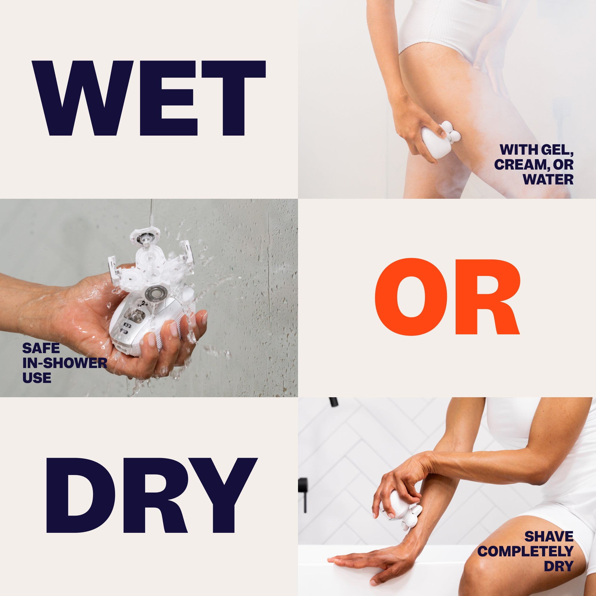 WET OR DRY: Shave in or out of the shower with the Freebird FlexSeries® Shaving Kit for Women.