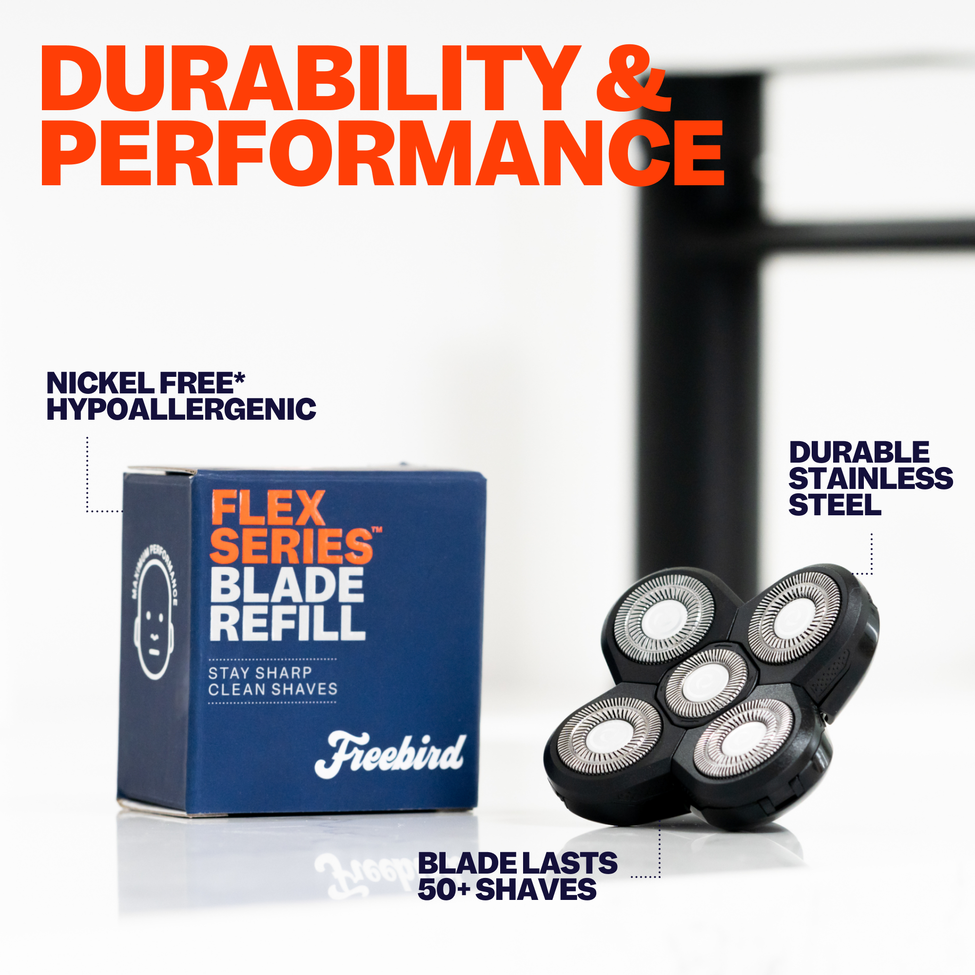 Freebird FlexSeries® Blade Refill and razor head with ScalpSafe Technology for a close, irritation-free shave with lasting performance.
