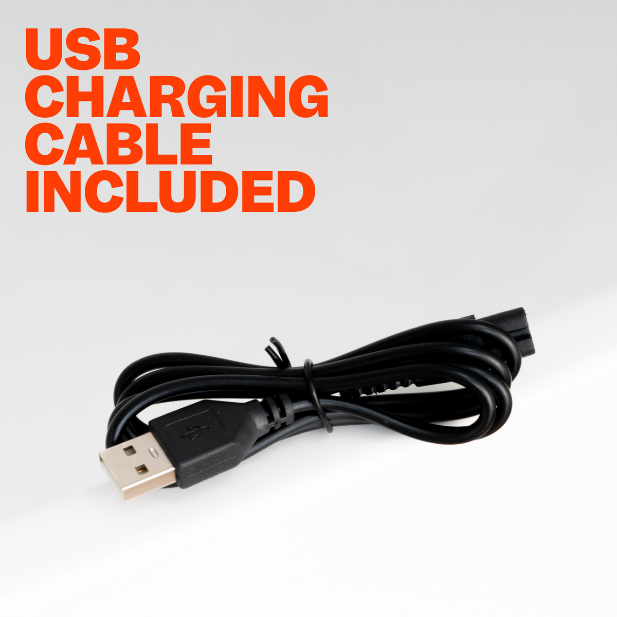 Included with your FlexSeries™ grooming kit is a black USB charging dock with the text 