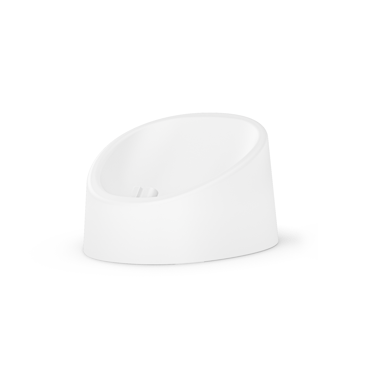 White, oval Freebird FlexSeries® Travel Case & Charging Dock For Women with a slanted top shown on a plain light background.