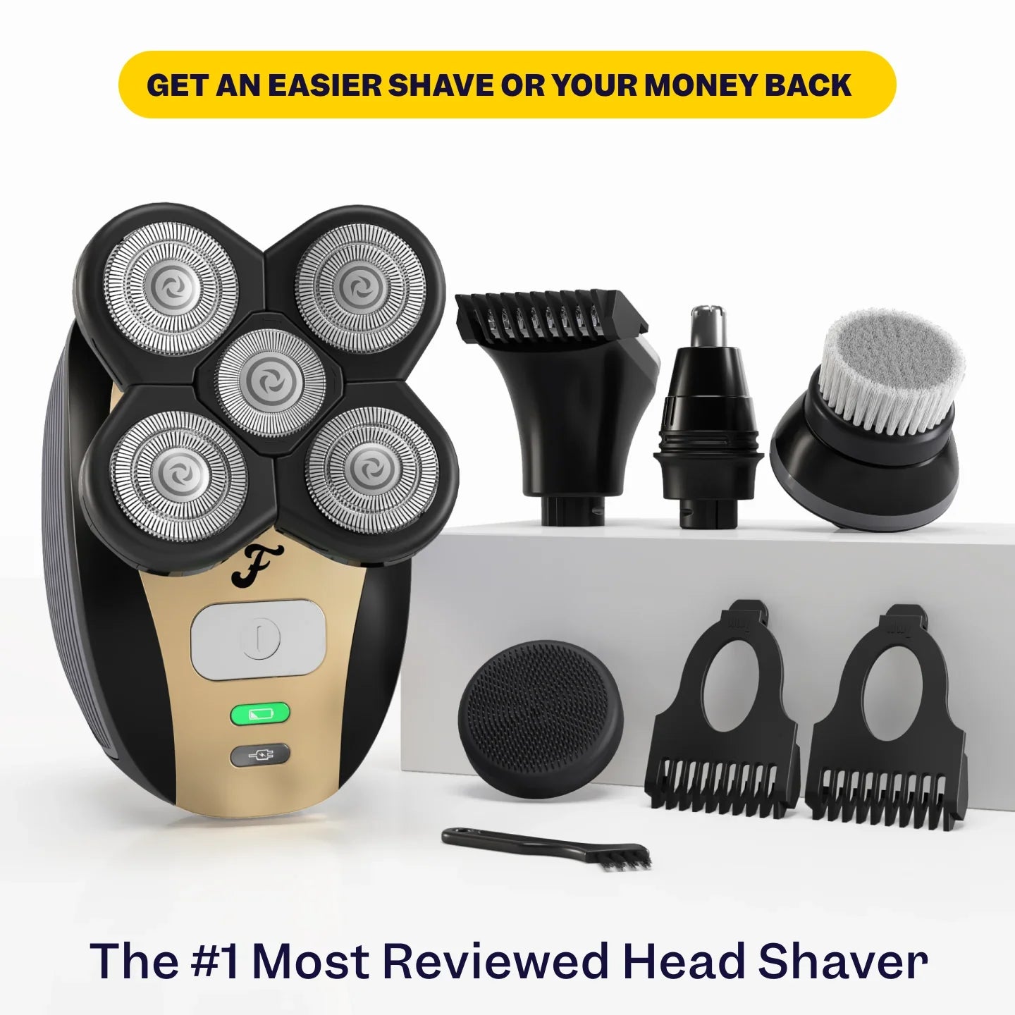 Freebird® His & Hers Bundle: Smooth shave kit with ScalpSafe Tech, attachments, brush, and money-back guarantee.