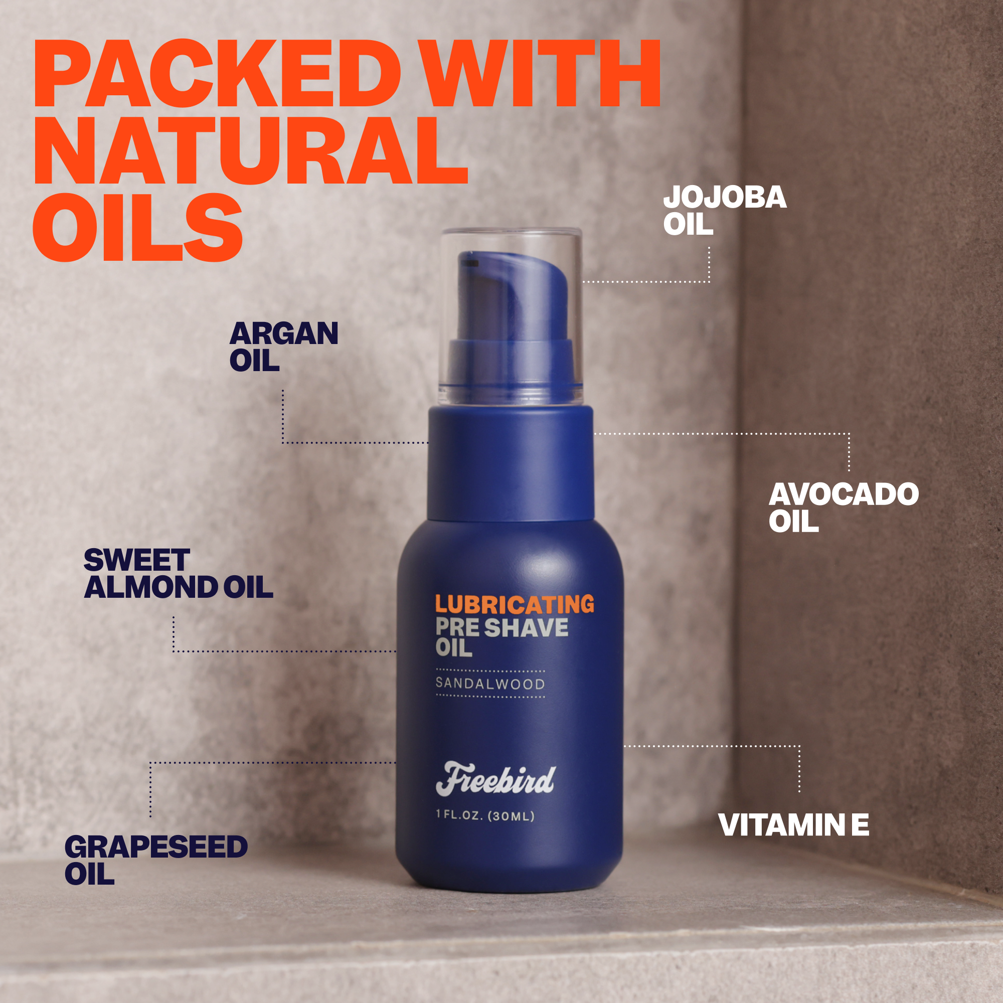 The Lubricating Pre Shave Oil by Freebird comes in a bottle infused with natural oils such as argan, sweet almond, grapeseed, jojoba, and avocado for exceptional skin protection. It is enriched with vitamin E to provide a soothing shave experience.