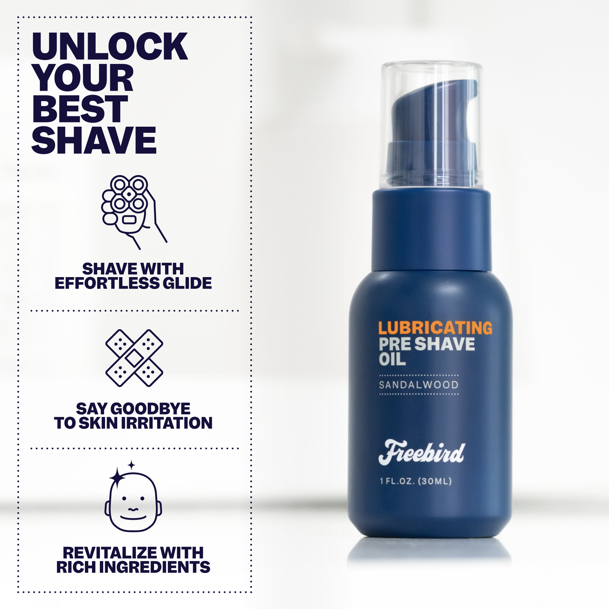 The Freebird Lubricating Pre Shave Oil, enriched with rich ingredients like sweet almond oil, provides skin protection and offers an effortless glide that minimizes irritation, ensuring a smoother and more comfortable shaving experience.