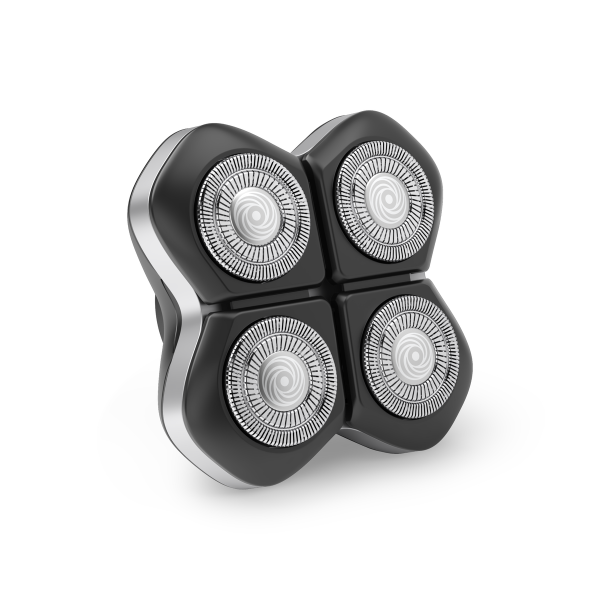 The FlexSeries® Pro Blade by Freebird is a black electric shaver head that incorporates a Four-Blade System, with circular blades arranged in a square pattern for an exceptionally smooth shave.