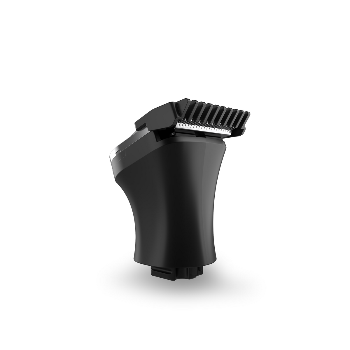 The Pro Precision Clipper, crafted for grooming excellence, showcases a black electric attachment with a comb-like guard set against a sleek white backdrop. Its stainless steel build guarantees durability and precision in every cut.