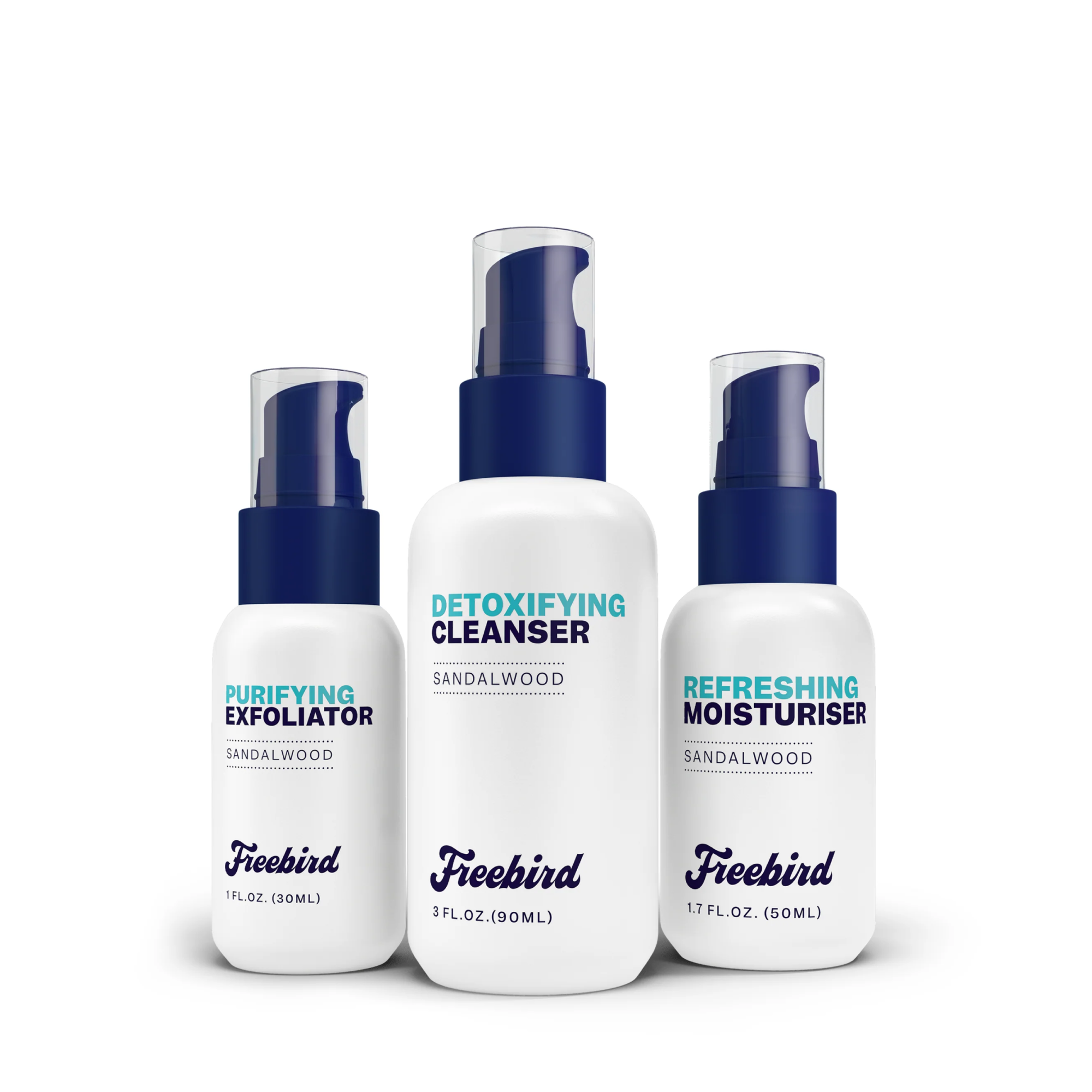 The Freebird Scalp Care Kit includes exfoliator, cleanser, and moisturizer for optimal scalp and bald head skin care.
