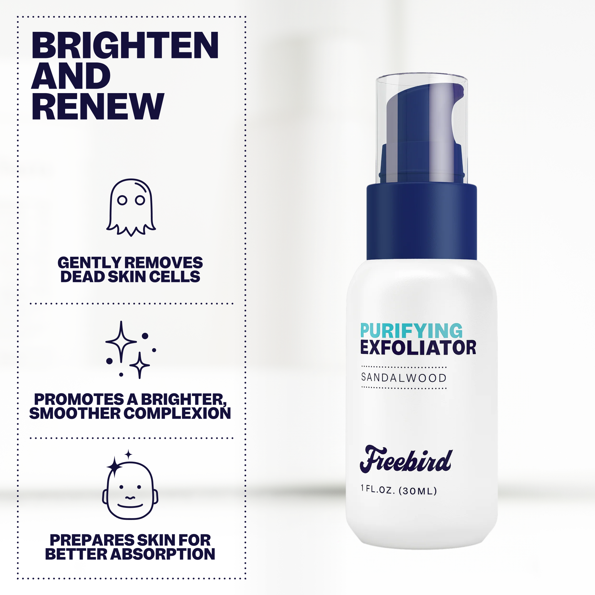 Image of a Freebird Purifying Scalp Exfoliating Scrub, featuring sandalwood. This product is designed to brighten and renew by effectively removing impurities, leaving your scalp refreshed and revitalized.