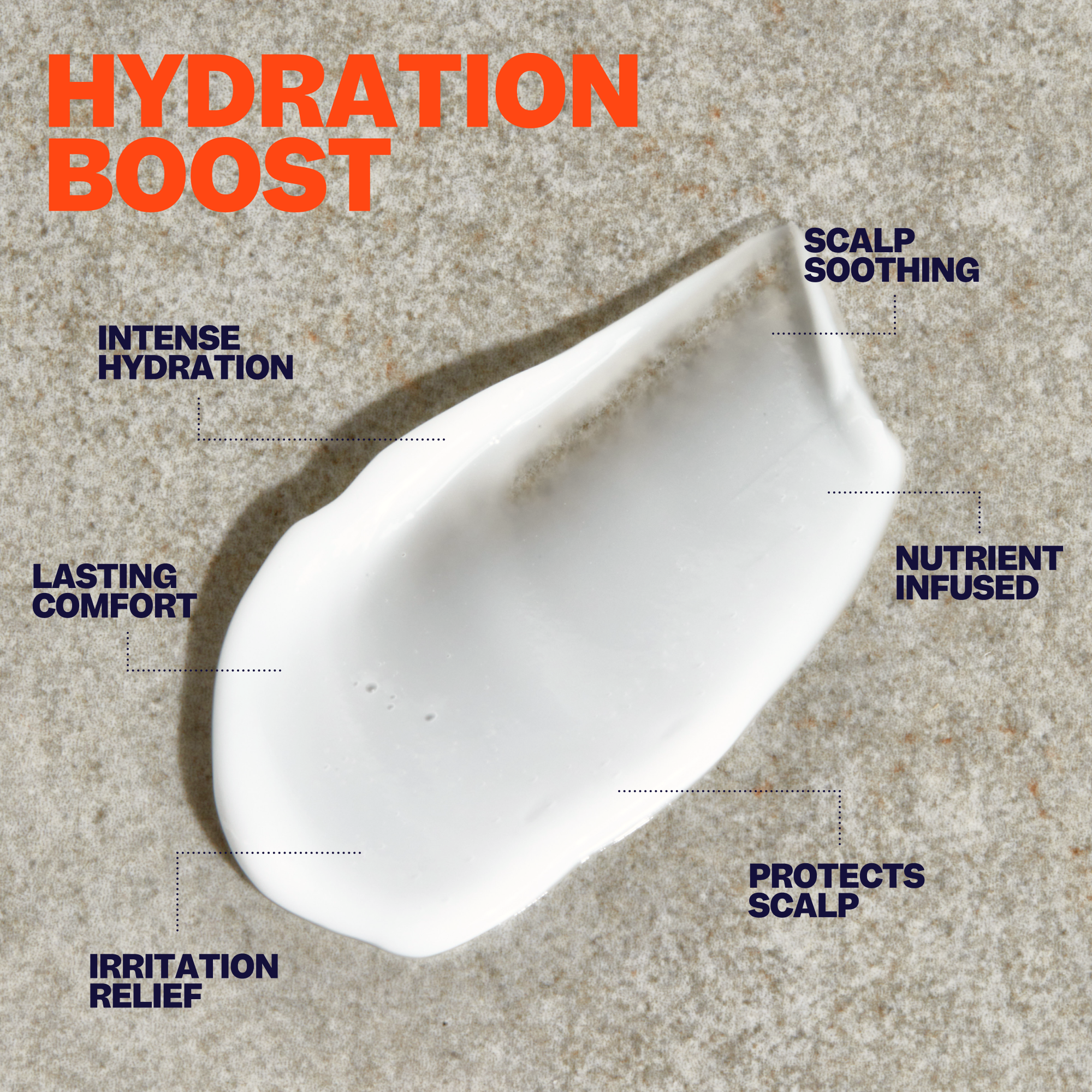 The Refreshing Scalp Moisturizer by Freebird showcases a white cream on a textured surface, highlighting its benefits of hydration, comfort, and relief. Enhanced with sandalwood moisturizer for soothing protection, this nutrient-rich formula also provides anti-aging properties.